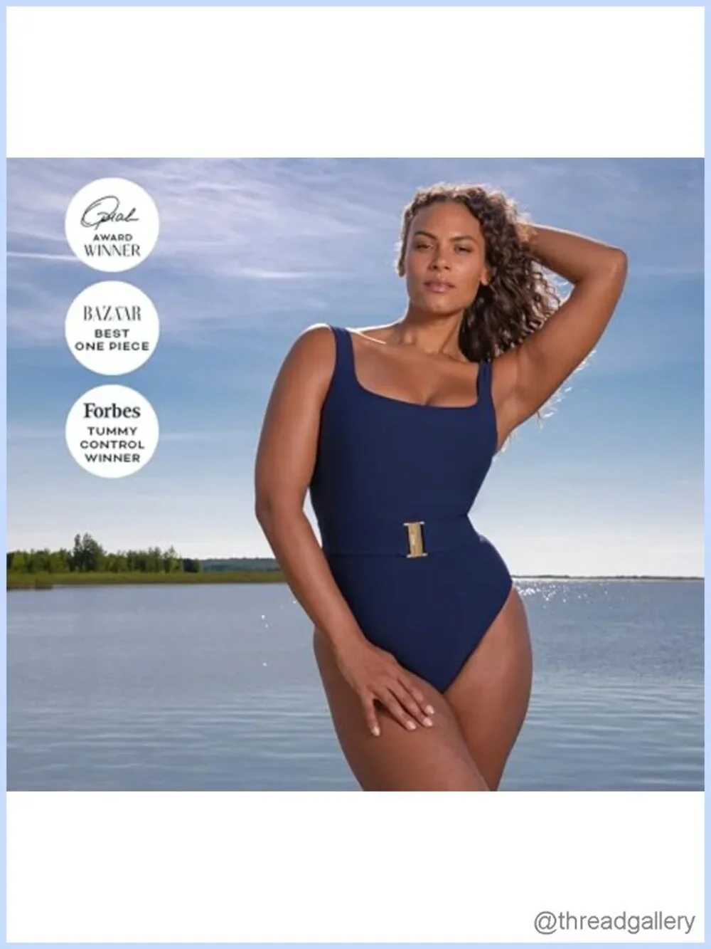 Shapewear One-Piece Swimsuit with Square Neck, High Compression Tummy Control
